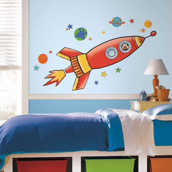 slide 1 of 2, RoomMates Rocket Peel and Stick Giant Wall Decals