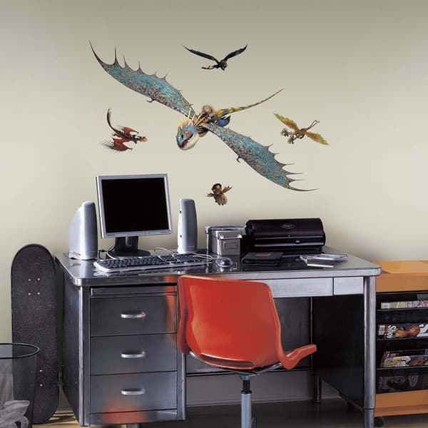 slide 1 of 2, How to Train Your Dragon 2 Astrid & Stormfly Peel and Stick Giant Wall Decals