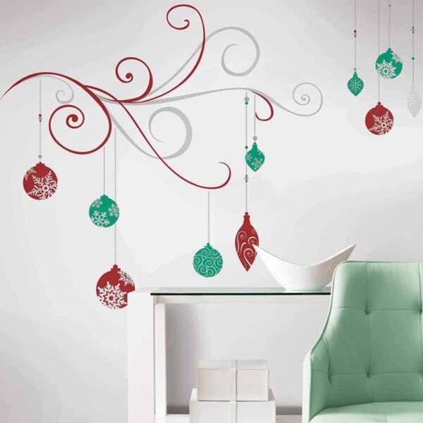 slide 1 of 2, Holiday Scroll Peel and Stick Giant Wall Decals w/Glitter & Metallic Inks