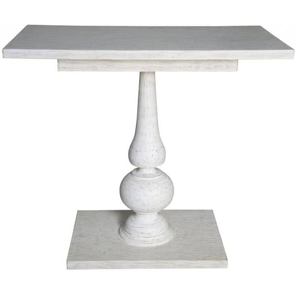 Pedestal Distressed Antique White Side Table Overstock 9528171