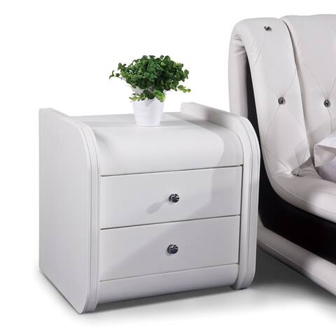Dorian White Faux Leather Contemporary Nightstand