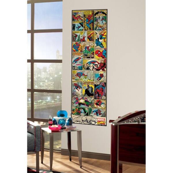 slide 1 of 2, Marvel Comic Panel - Spiderman Classic Peel and Stick Giant Wall Decal