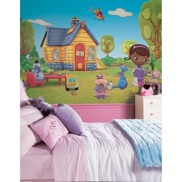 slide 1 of 1, Doc McStuffins Chair Rail Prepasted Mural 6' x 10.5' - Ultra-strippable by RoomMates