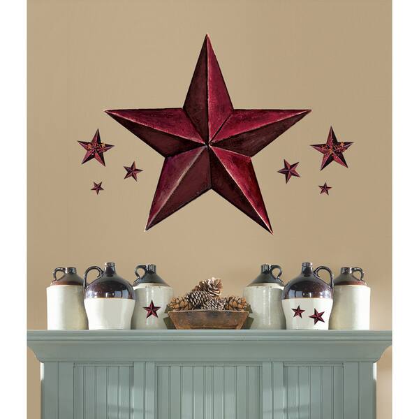 slide 1 of 2, Barn Star Peel & Stick Giant Wal Decal - Burgundy