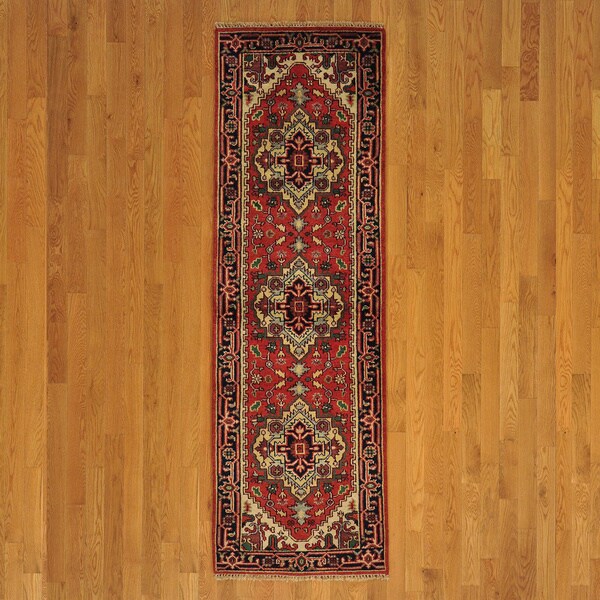 Serapi Heriz Tribal Design Hand Knotted Runner Rug 3 X 8 Serapi Heriz Tribal Design Hand Knotted Runner Rug 3 X27
