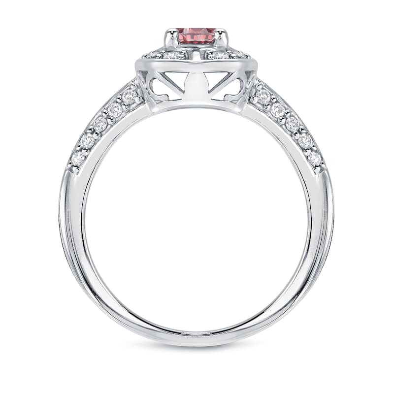 Auriya 3/4ctw Natural Fancy Pink Diamond Halo Engagement Ring 14k White Gold