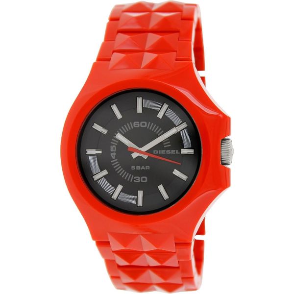 red and black diesel watch