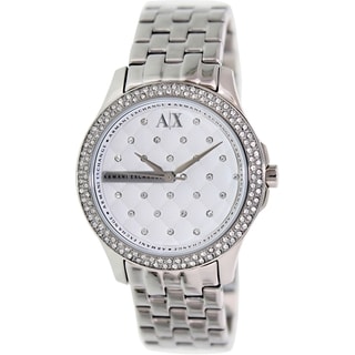 Shop Armani Exchange Women's Silver Stainless-Steel Quartz Watch with ...
