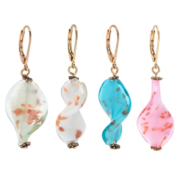 Alexa Starr Set of 4 Twisted Glass Bead Lever Back Earrings