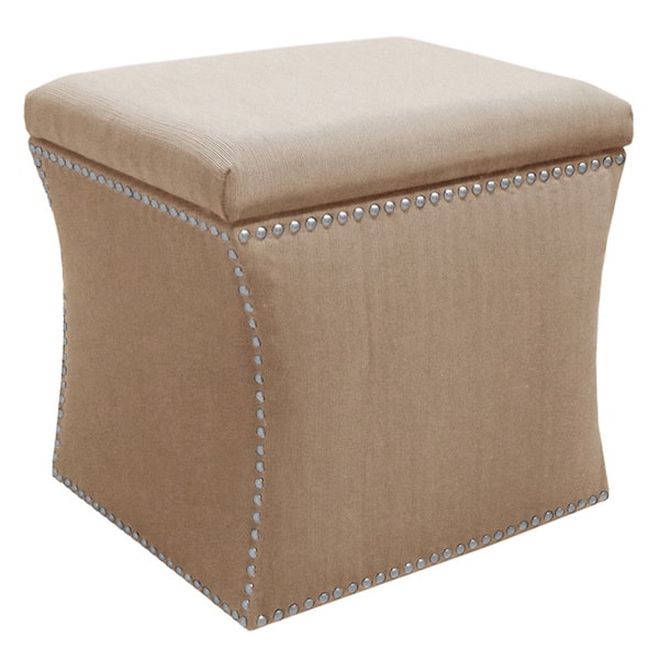 Skyline Furniture Nail Button Storage Ottoman in Elgin Chamois Bed