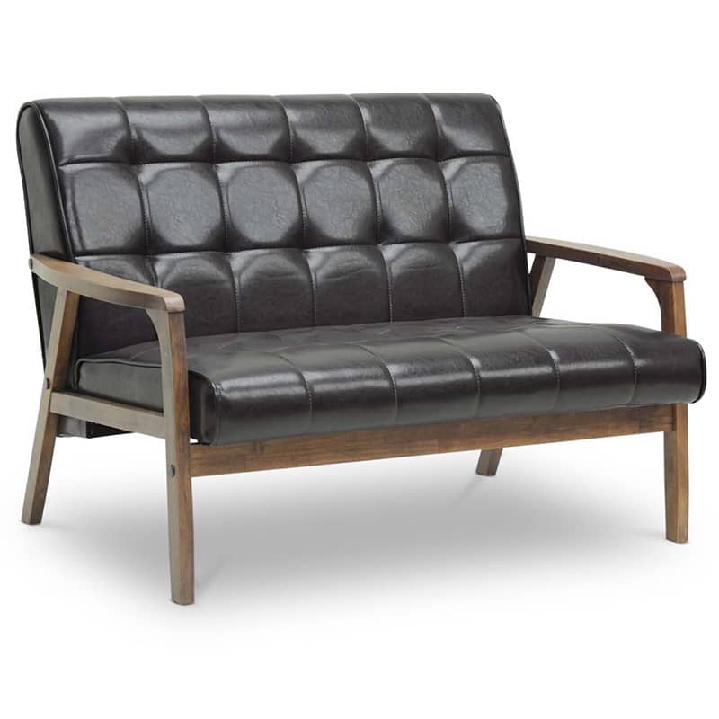 Carson Carrington Karkkila Mid-Century Brown Loveseat