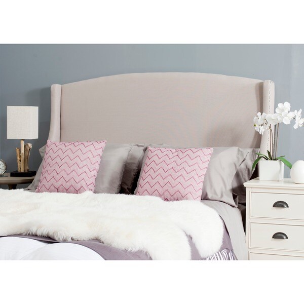Safavieh Austin Taupe Linen Upholstered Wingback Headboard (Full)