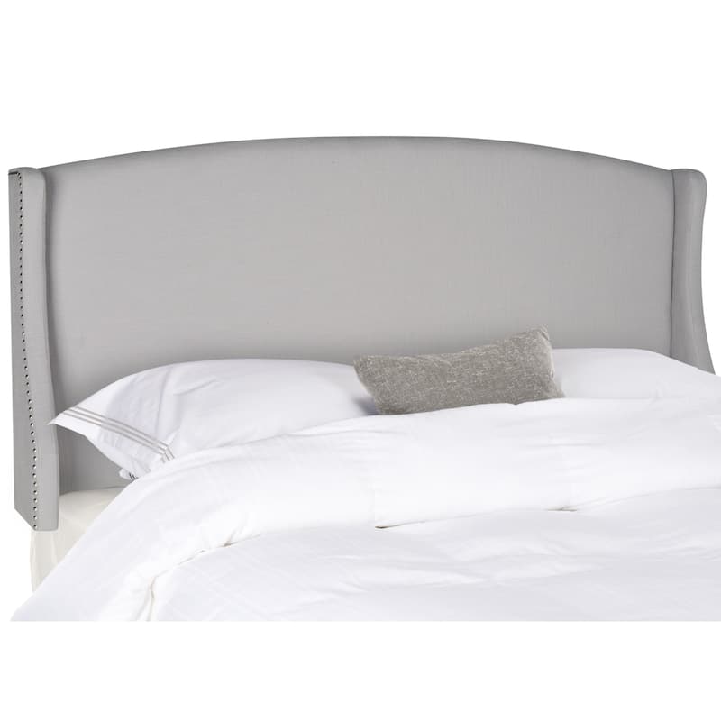 Safavieh Austin Light Grey Cotton Blend Upholstered Wingback Headboard (Queen)