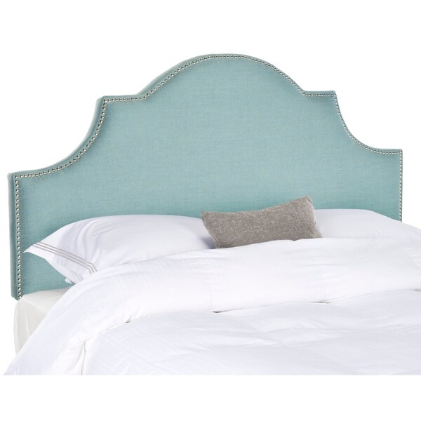 Shop Safavieh Hallmar Sky Blue Upholstered Arched Headboard Silver