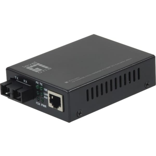 LevelOne 10/100BASE TX to 100BASE FX SMF SC Converter, 40km   16712700