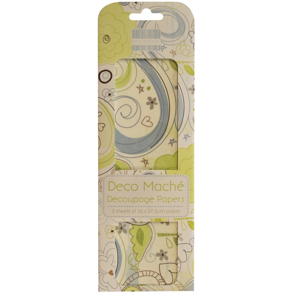 Deco Mache Paper 10.25X14.75 3/Pkg Up Up & Away, Clouds   16711020