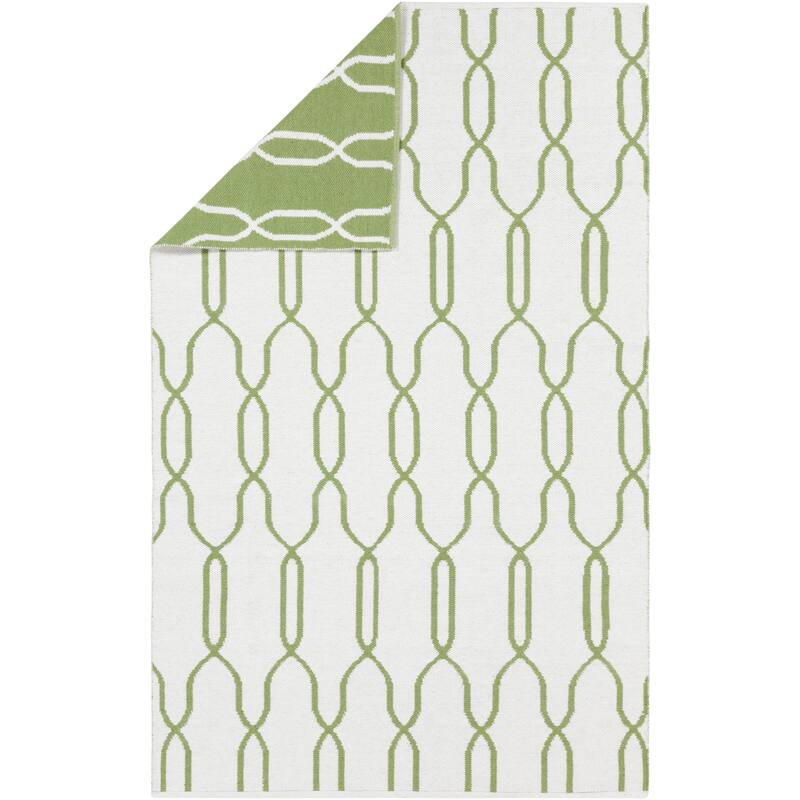 Hand Woven Thelma Wool Geometric Area Rug - 8' x 11' - Green