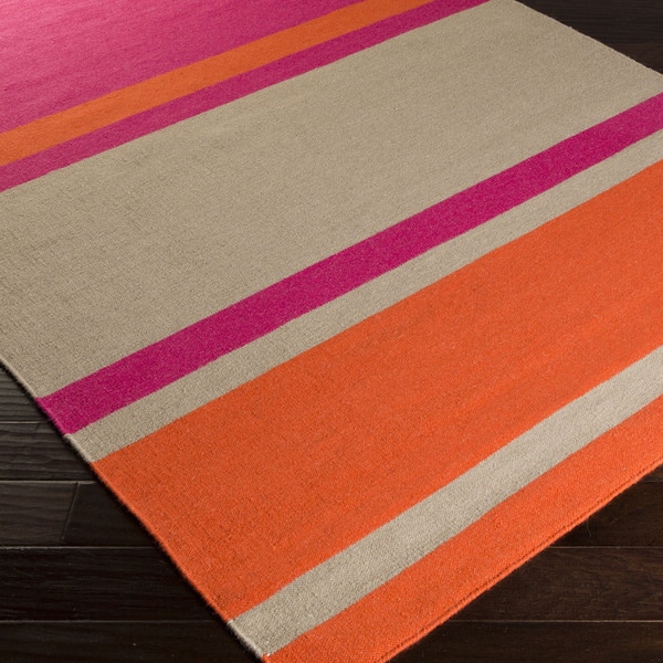 Flatweave Bron Striped Wool Area Rug