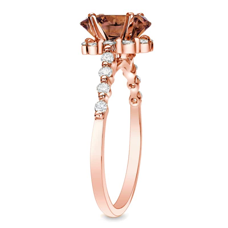Auriya 14k Rose Gold 1 1/2ct TDW Brown Round Diamond Bridal Set Ring (SI1-SI2)
