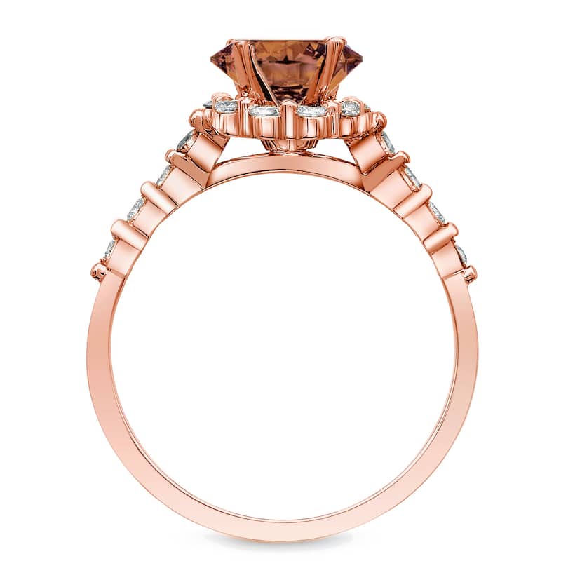 Auriya 14k Rose Gold 1 1/2ct TDW Brown Round Diamond Bridal Set Ring (SI1-SI2)