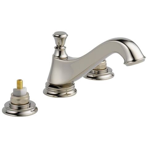 Delta Cassidy Two Handle Widespread Lavatory Faucet - Low Arc Spout - Less Handles 3595LF-PNMPU-LHP Polished Nickel