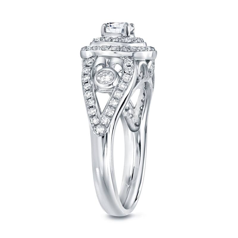 Auriya Fancy 1 1/10ct TDW Round Halo Diamond Engagement Ring 14k White Gold