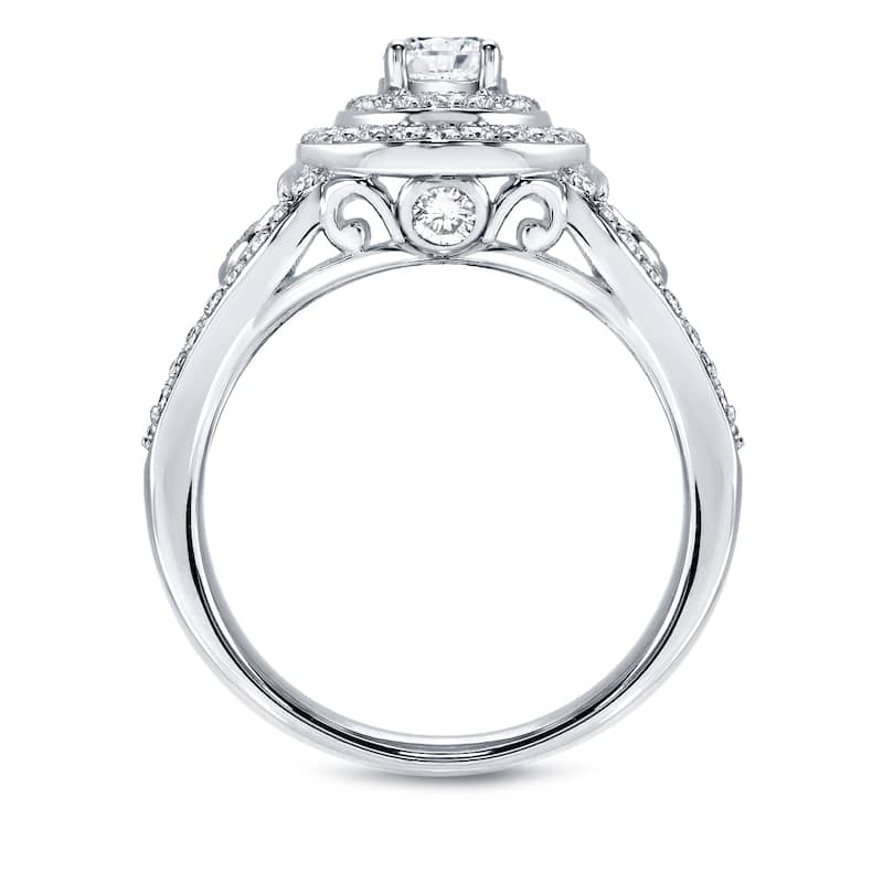 Auriya Fancy 1 1/10ct TDW Round Halo Diamond Engagement Ring 14k White Gold