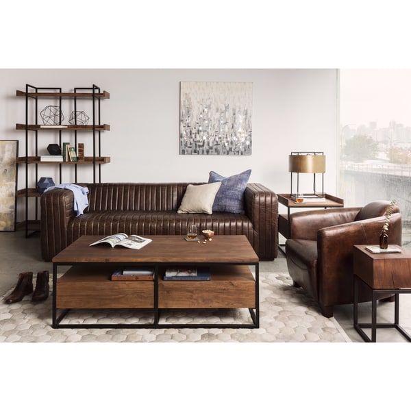 Leather accent best sale chairs living room