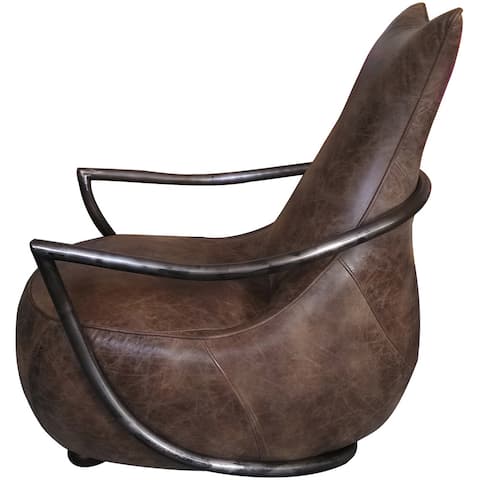 Aurelle Home Pilot Rustic Vintage Brown Leather Accent Chair