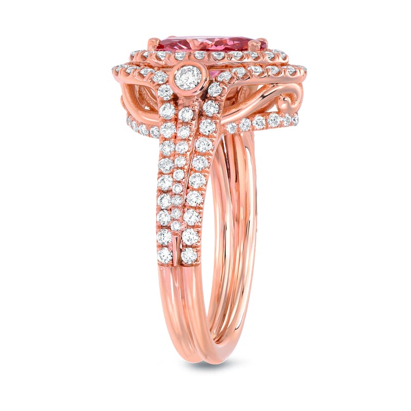 Auriya 18k Rose Gold 2 3/5ctw Fancy Pink Diamond Pear Halo Ring (VS1-VS2)