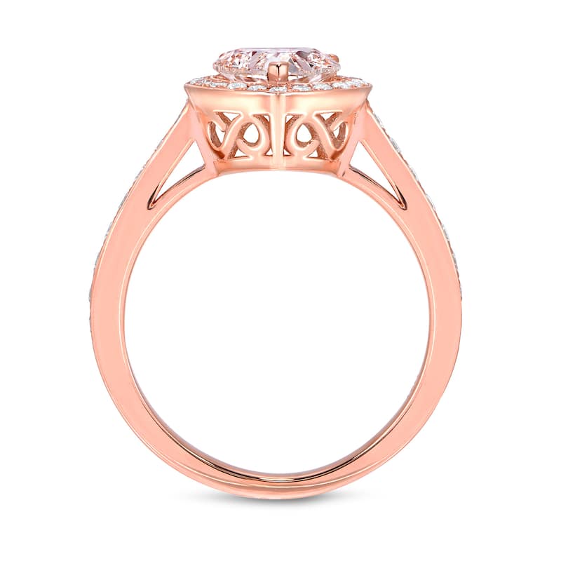 Auriya Heart Shaped Diamond Halo Engagement Ring 1 4/5ct TDW 18k Rose Gold Certified (I-J, VS1-VS2)