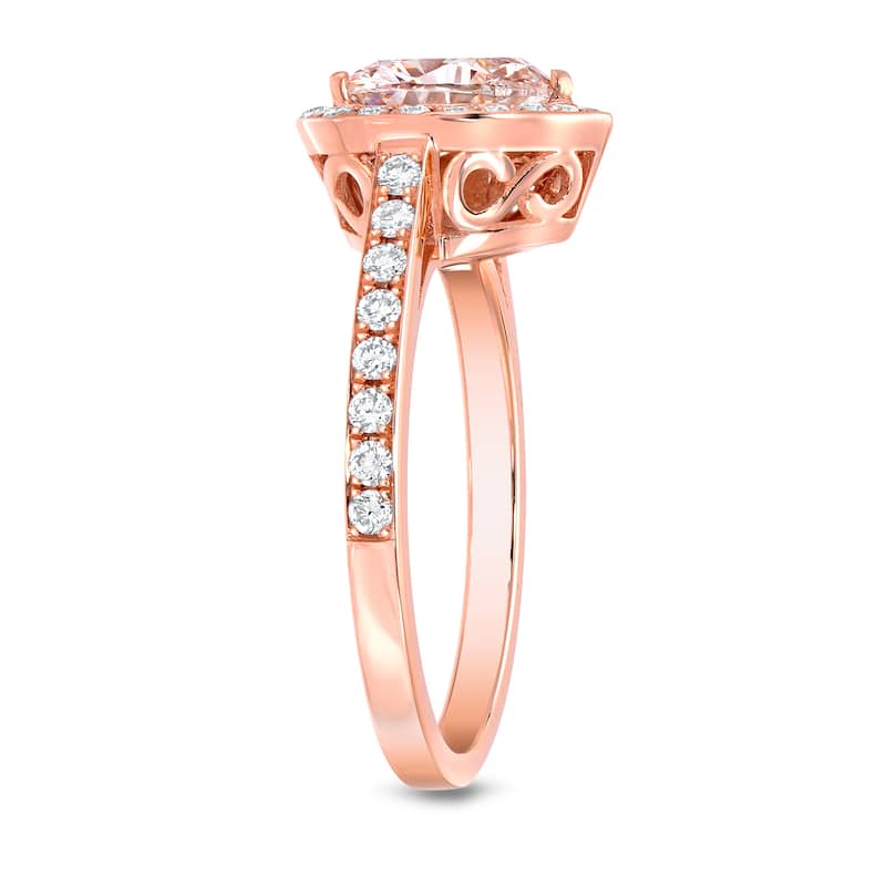 Auriya Heart Shaped Diamond Halo Engagement Ring 1 4/5ct TDW 18k Rose Gold Certified (I-J, VS1-VS2)