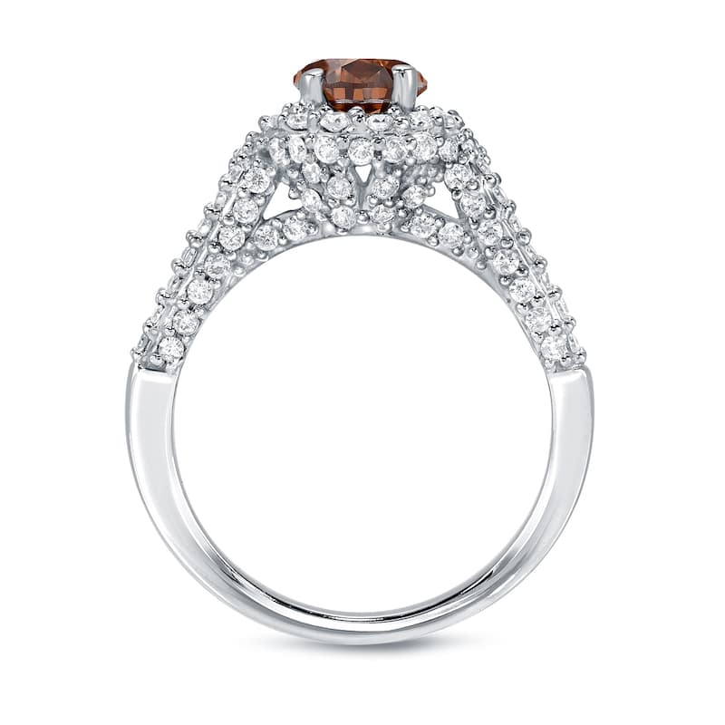 Auriya Unique 1 1/4ct TDW Brown Diamond Halo Engagement Ring 14k White Gold (H-I, SI1-SI2)
