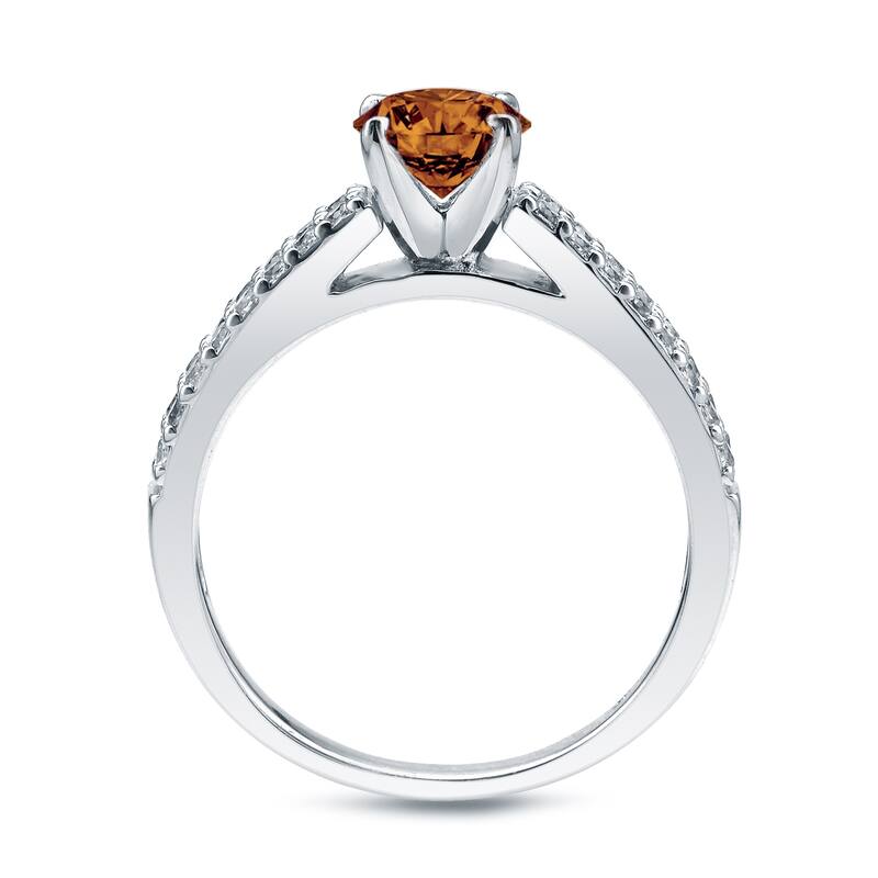 Auriya 14k Gold 1 1/2ctw Double Pave Brown Diamond Engagement Ring Set