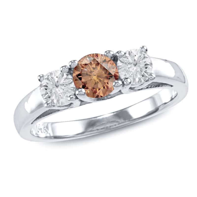 Auriya 14k Gold 1ctw 3-Stone Brown Diamond Engagement Ring (SI1-SI2) - White - 5.5