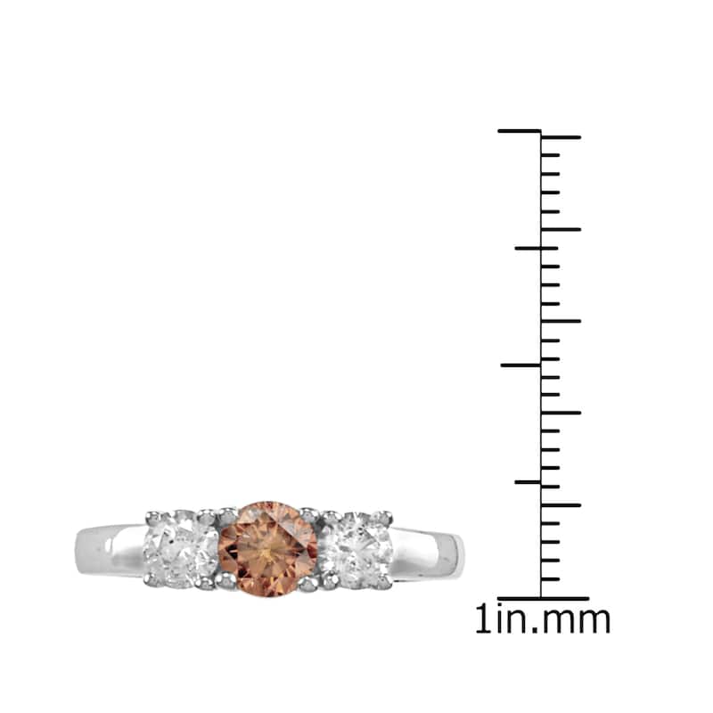 Auriya 14k Gold 1ctw 3-Stone Brown Diamond Engagement Ring (SI1-SI2)