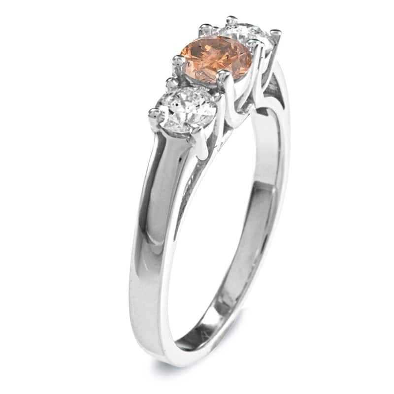 Auriya 14k Gold 1ctw 3-Stone Brown Diamond Engagement Ring (SI1-SI2)