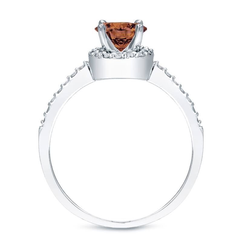 Auriya 14k Gold 1ctw Brown Diamond Halo Engagement Ring Set