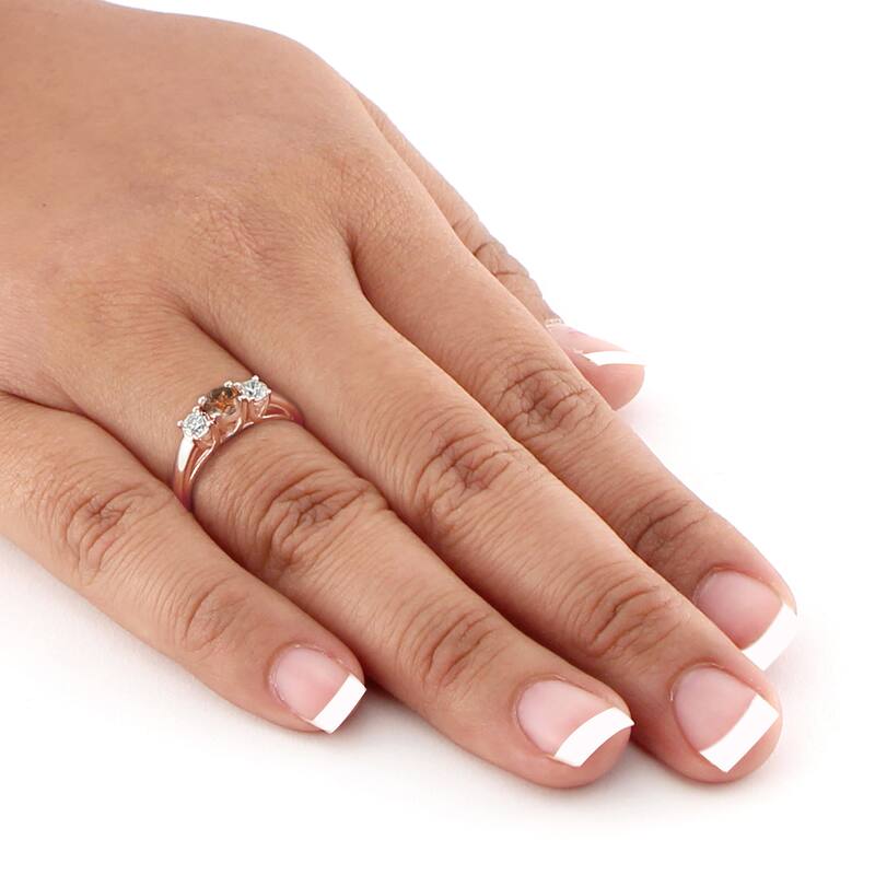 Auriya 1ctw 3 Stone Brown Diamond Engagement Ring 14k Rose Gold