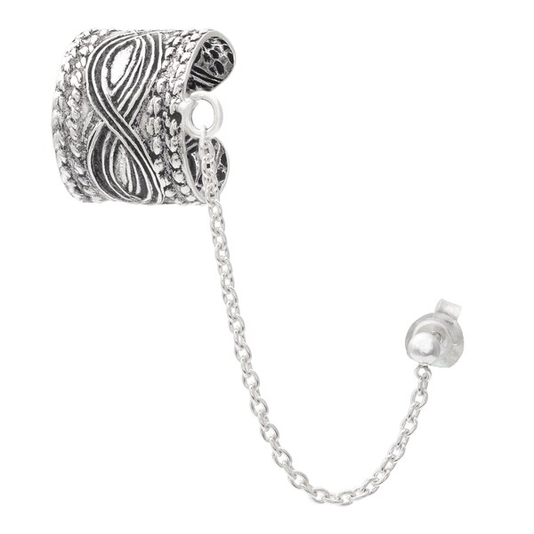 Journee Collection Sterling Silver Chain Earcuff Earrings