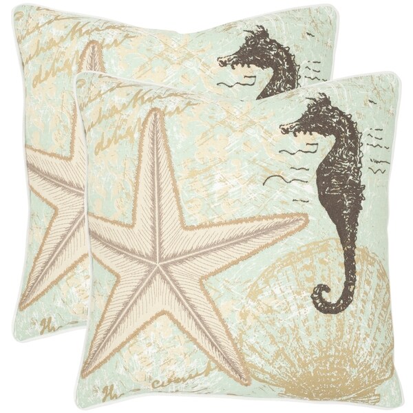 Safavieh Lauren Seafoam Green 18 Inch Square Throw Pillows Safavieh Lauren Seafoam Green 18 Inch Square Throw Pillows Set Of 2