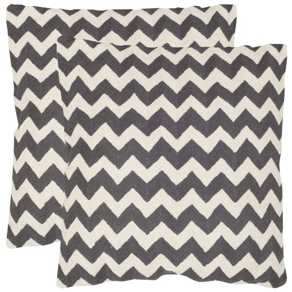 Safavieh Striped Telea Charcoal 18-inch Square Throw Pillows (Set of 2)