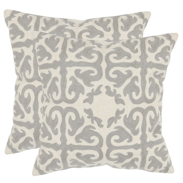 Shop Safavieh Morrocan Light Grey 22inch Square Throw Pillows (Set of