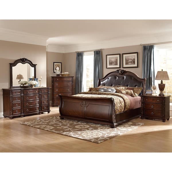 Shop Oakmont Manor Black Leather Tufted 5 Piece Marble Top