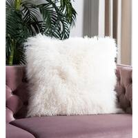 Safavieh Natural Sheepskin White 20-inch Square Decorative Throw Pillows (Set of 2)