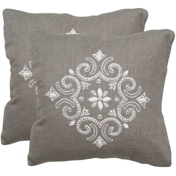 Shop Safavieh Regina Sterling 20inch Square Throw Pillows (Set of 2