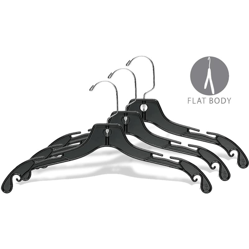 Black Plastic Top Hangers with Chrome Swivel Hook, Set of 100 - On Sale ...