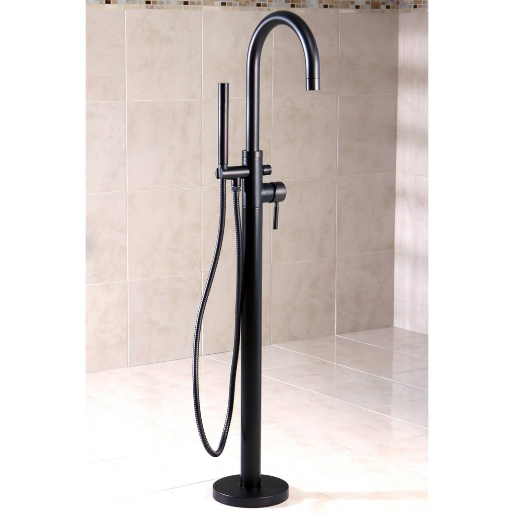 Kingston Brass Floor Mount Oil Rubbed Bronze Tub Filler with Hand Shower