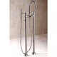 preview thumbnail 1 of 1, Dual Post Floor Mount Satin Nickel Tub Filler with Hand Shower