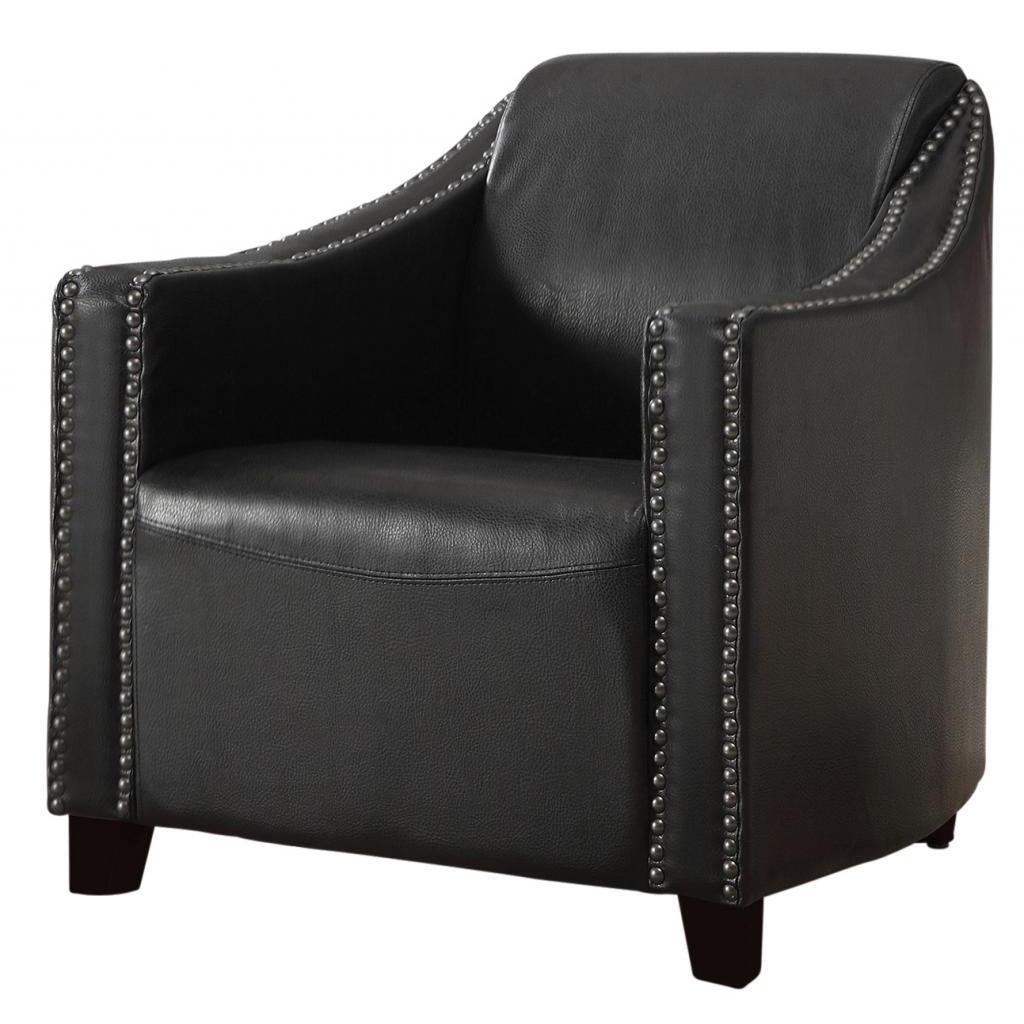 Shop Jaguar Bonded Black Leather Studded Accent Chair Free Shipping